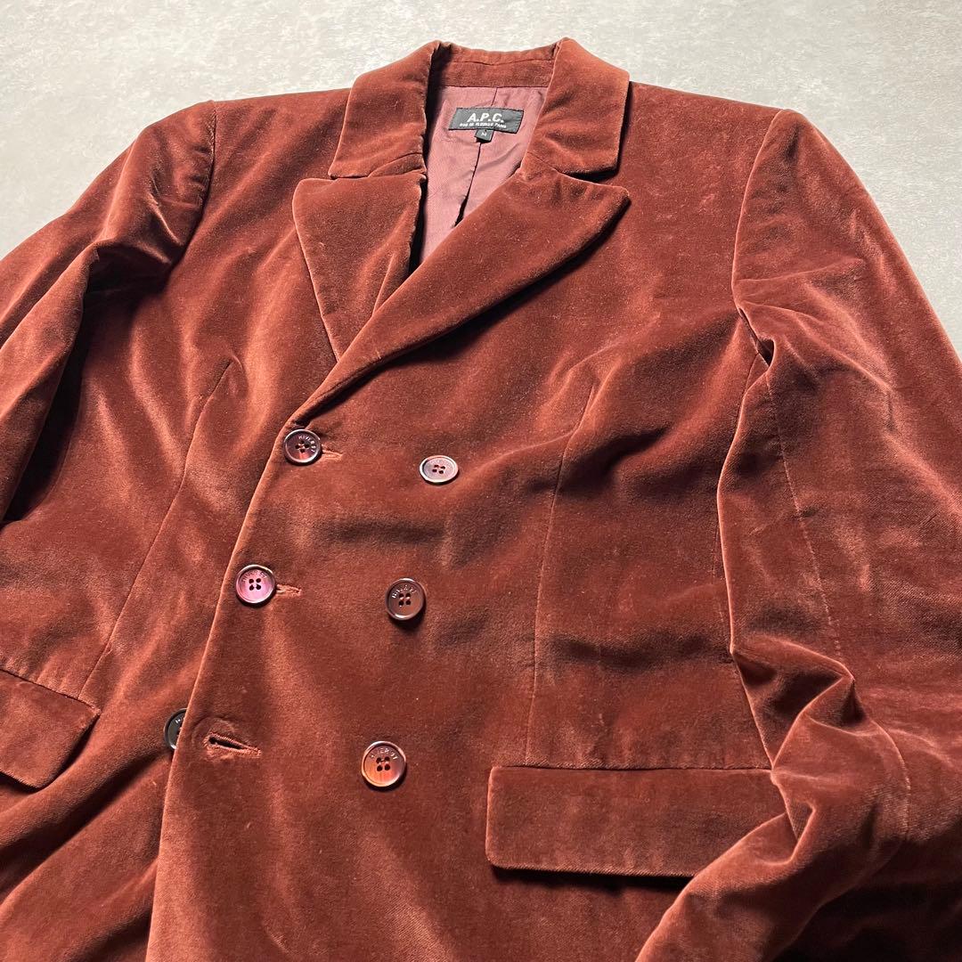 ajフランス製A.P.C. ベロアダブルテーラードジャケット ワインレッド