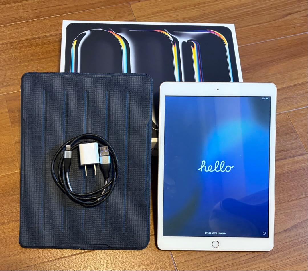 [美品] Apple iPadピンクゴールド本体 7世代128GB箱とカバー付き