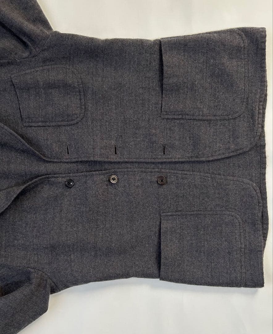 1 comoli コモリ ウール リネン チャコールグレー テーラードジャケット