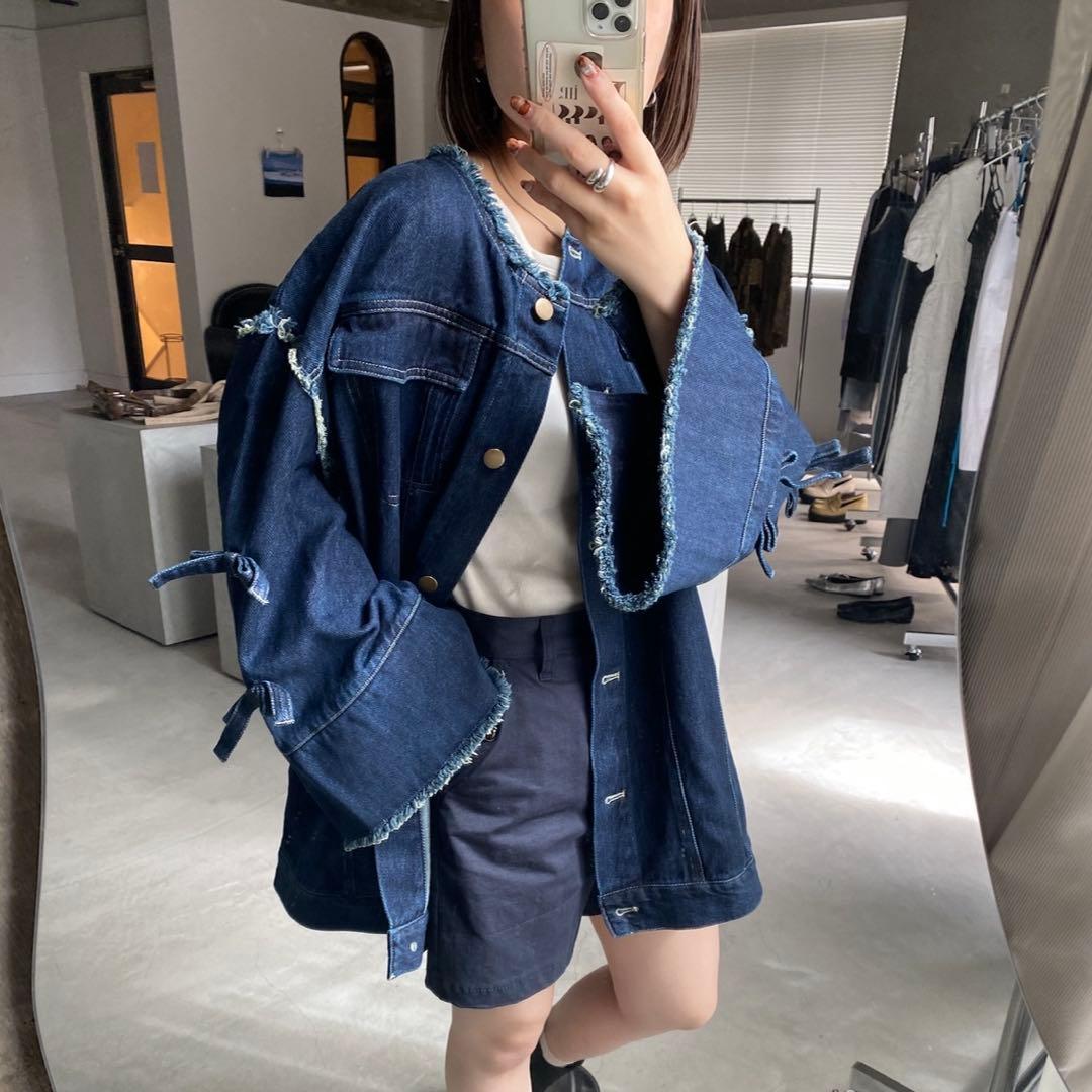 hjerte リボンデニムジャケット