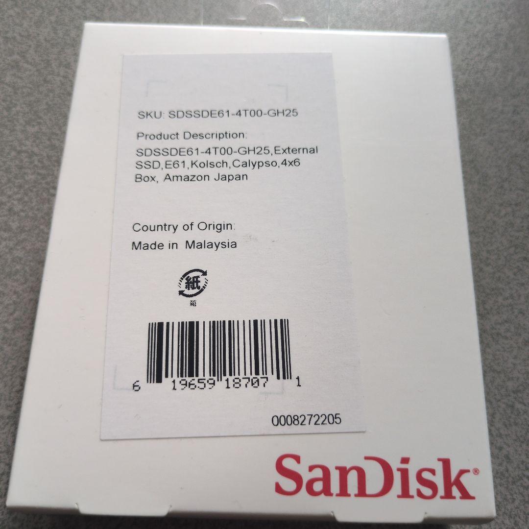 SanDisk SSD 外付け 4TB sdssde61-4t00-gh25
