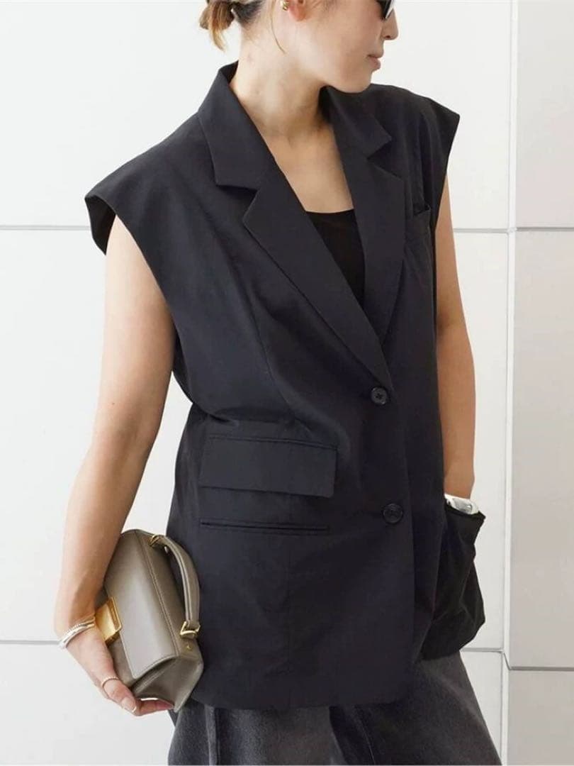 Deuxieme Classe CÉLERI スリーブレスジャケット ブラック