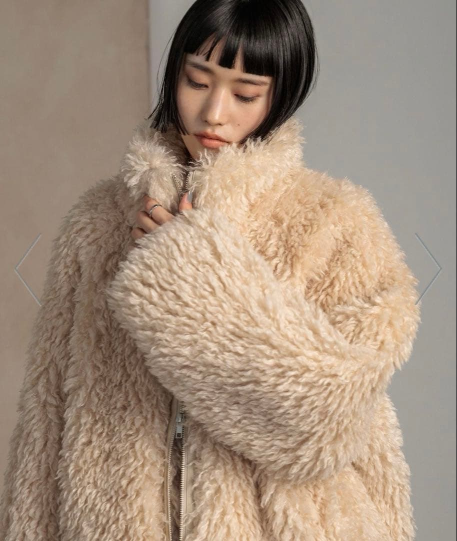 lowrys farmベージュファーコート プードルファーブルゾン