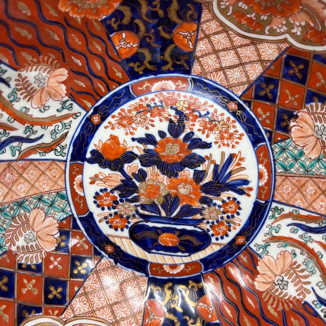 専用　古伊万里　染錦　菊割大鉢　幅約30.7㎝　タサオ　東さ8-0119①