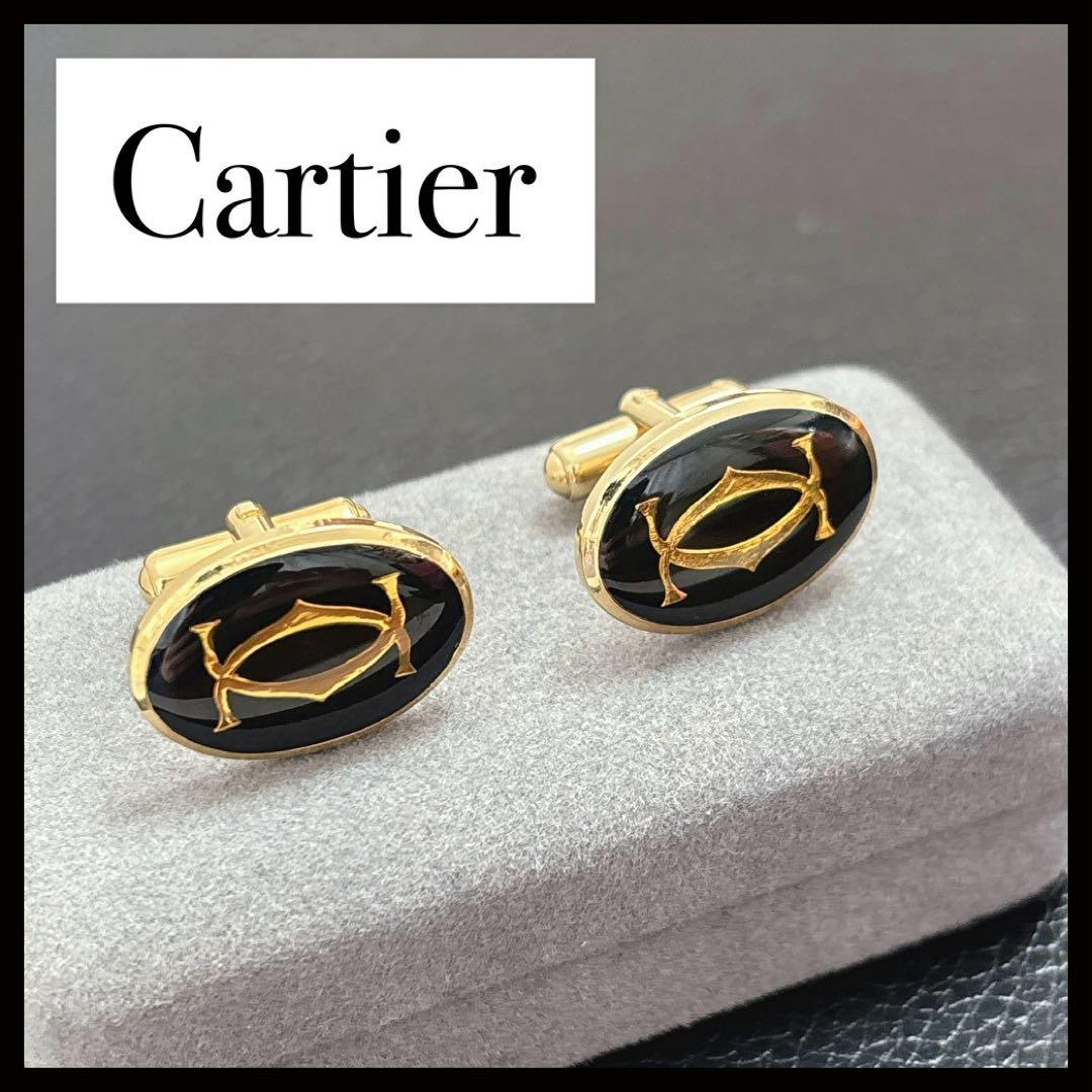 カルティエ カフス ネクタイ ダークグリーン ロゴ カフリンクス 美品