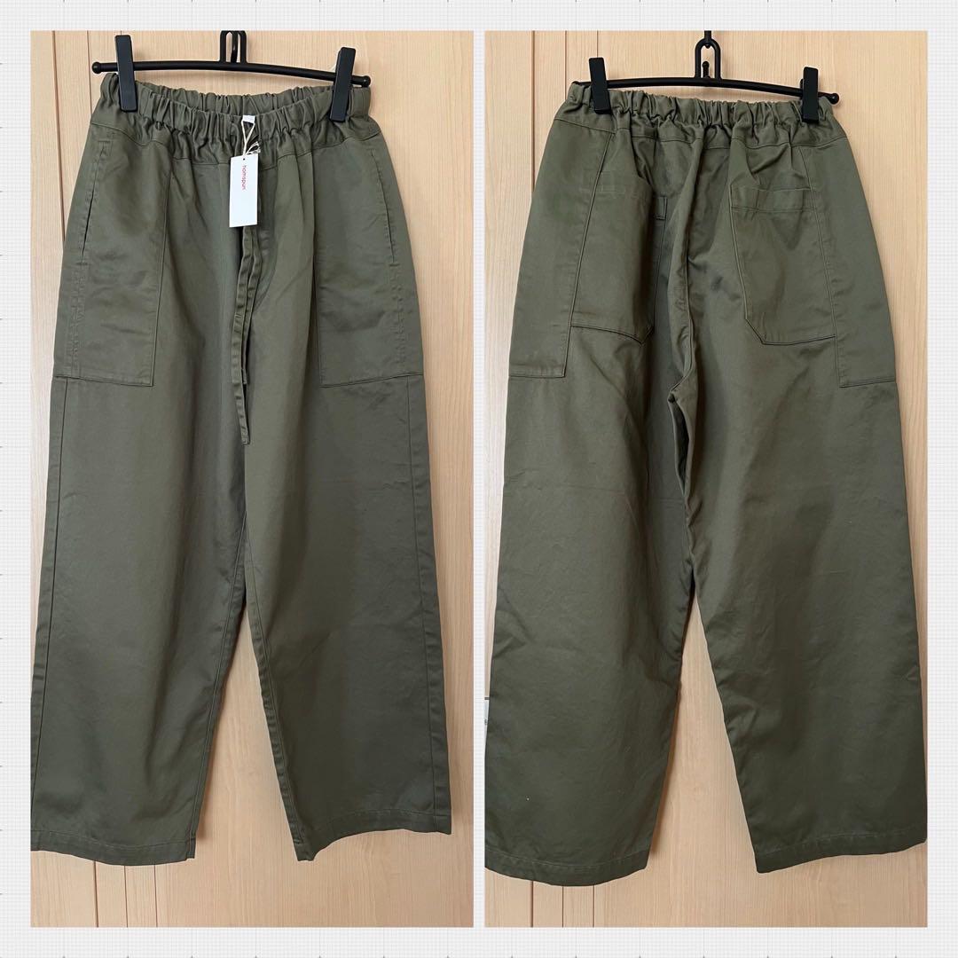 homspun ホームスパン高密度ウエポンギャザーパンツグリーン　未使用タグ付き