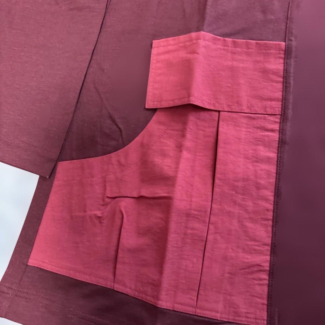 アルベロベロワインレッド 長袖チュニック刺繍 ビーズ装飾グレーチュールチュニック