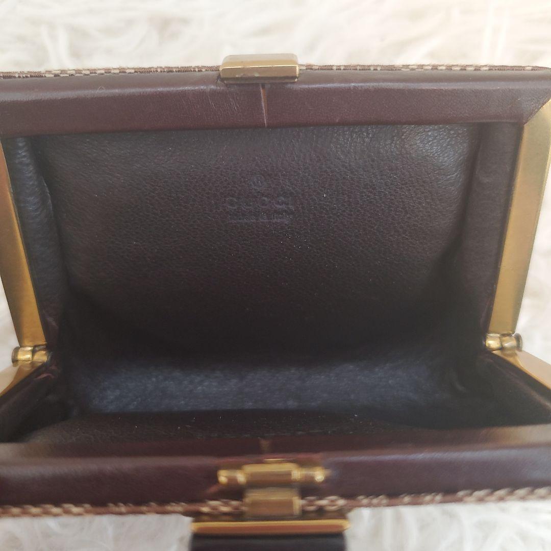 ⭐極美品⭐GUCCI　GG　木使用　ガマ口　財布　小銭入れ　ウォレット