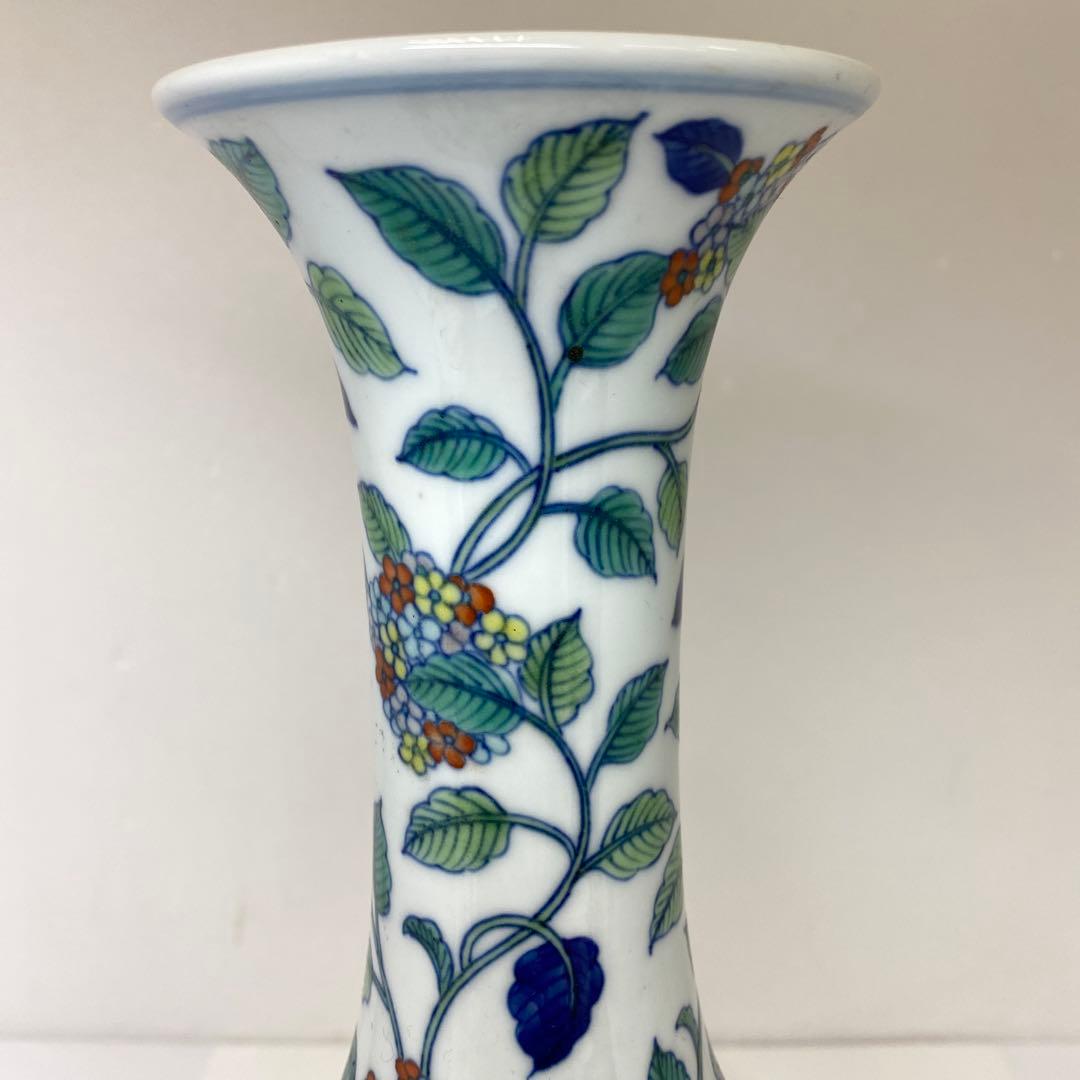 マンボウさん専用大清乾隆年粉彩龍に紫陽花図花瓶高さ37.5㎝　東Y7-0210④