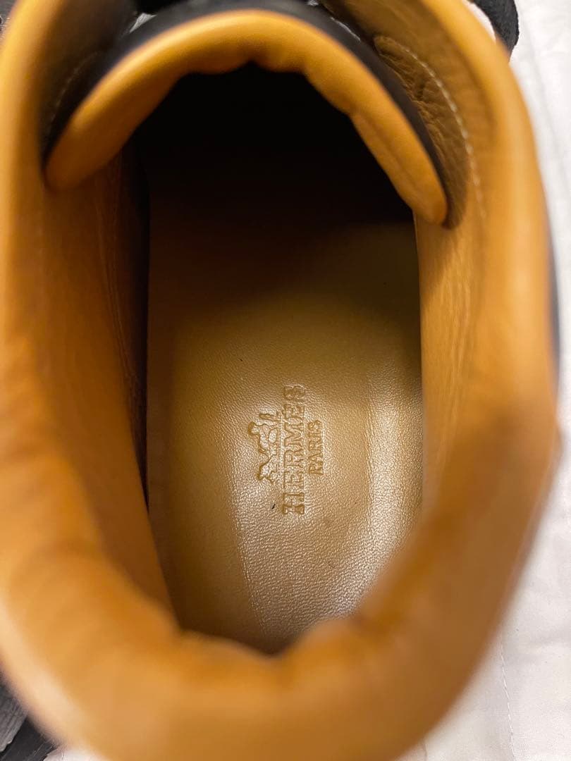 『超美品』HERMES エルメスハイカットシューズブラックザラメ革３８サイズ