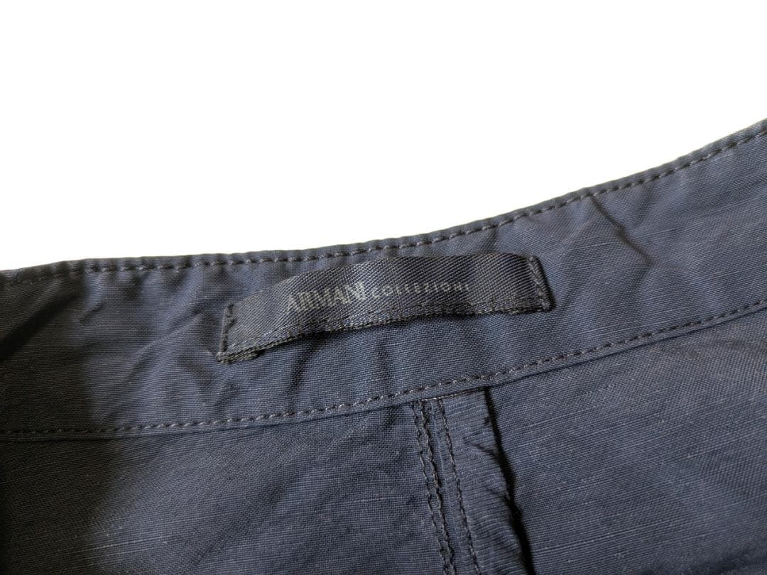 アルマーニ コレツィオーニ ノーカラーナイロンジャケット 58 麻