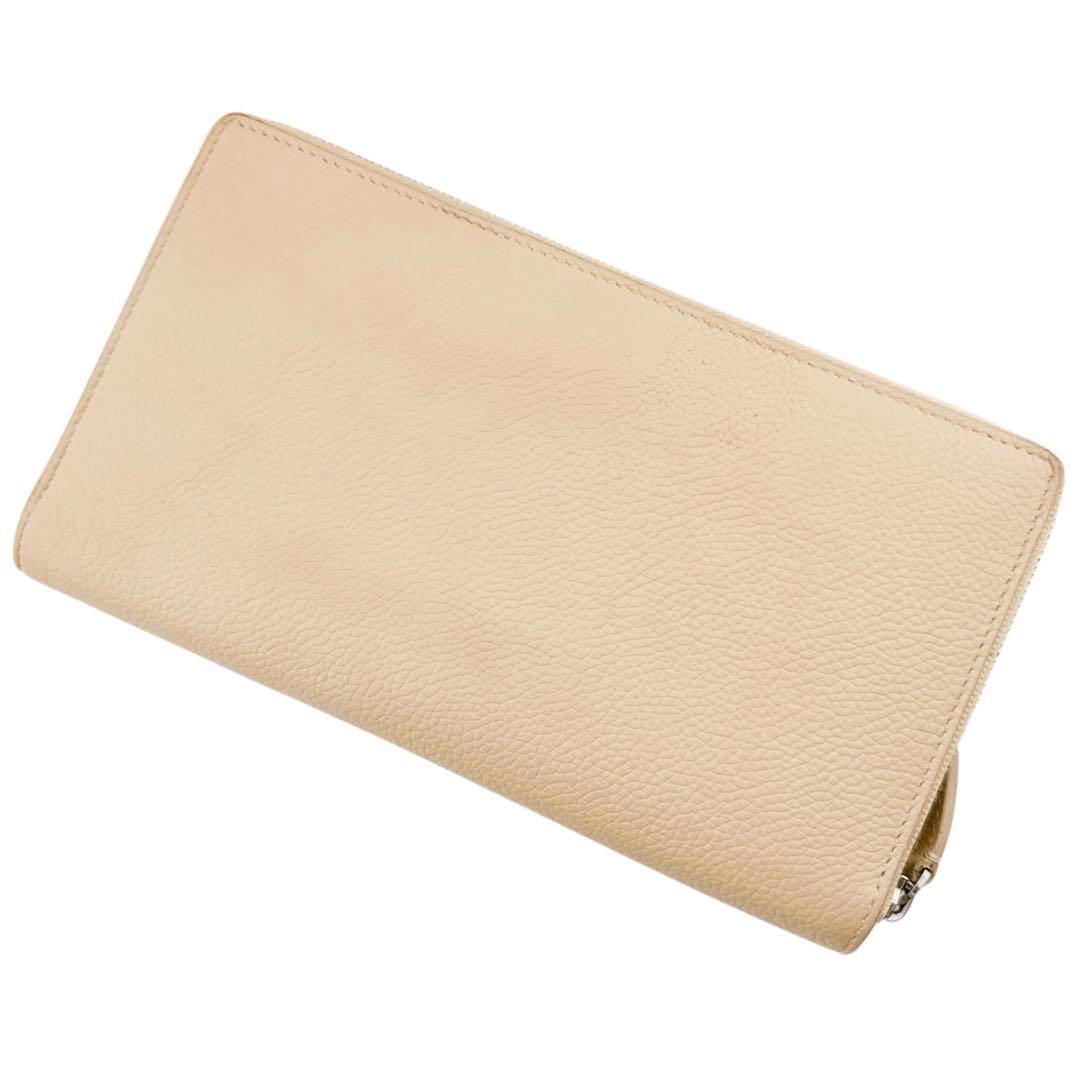 美品◇バレンシアガ レザー ラウンドファスナー 長財布 ベージュ ユニセックス