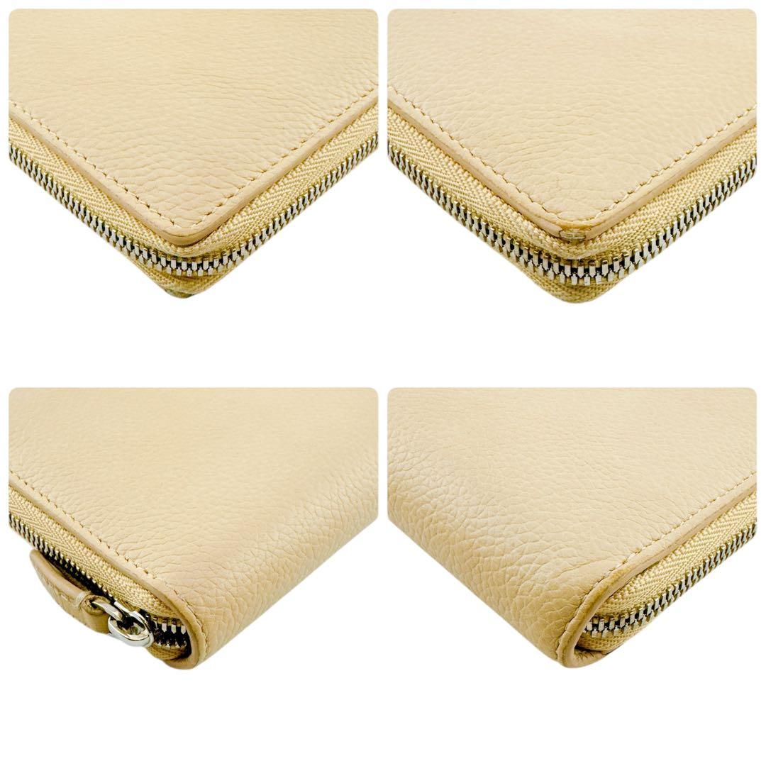 美品◇バレンシアガ レザー ラウンドファスナー 長財布 ベージュ ユニセックス