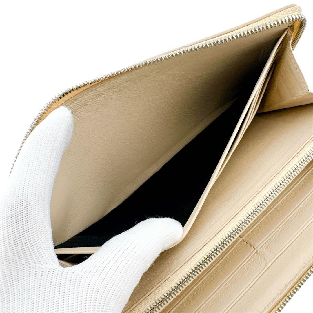 美品◇バレンシアガ レザー ラウンドファスナー 長財布 ベージュ ユニセックス