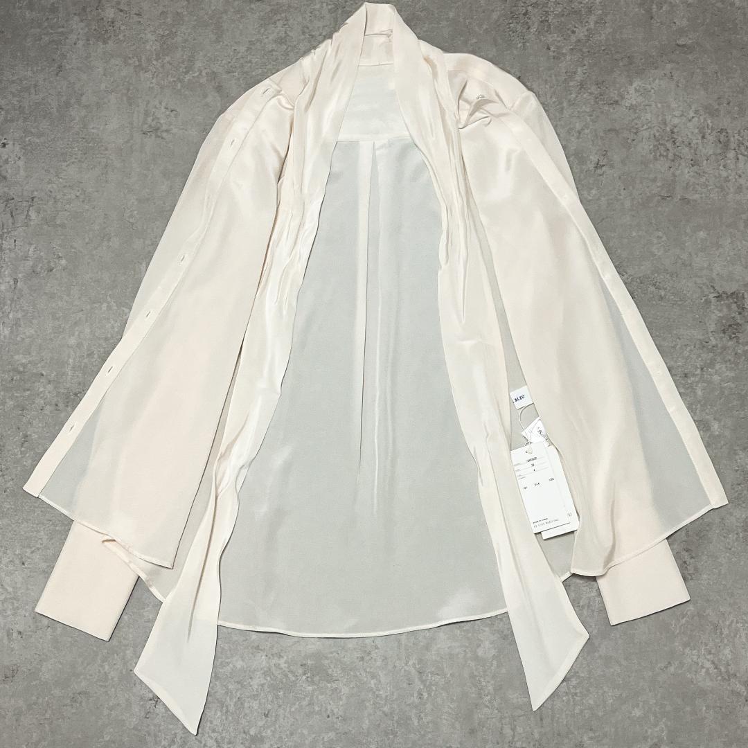 ルシェルブルー シルク100％ ボウタイ ブラウス ベージュ とろみ タグ付き