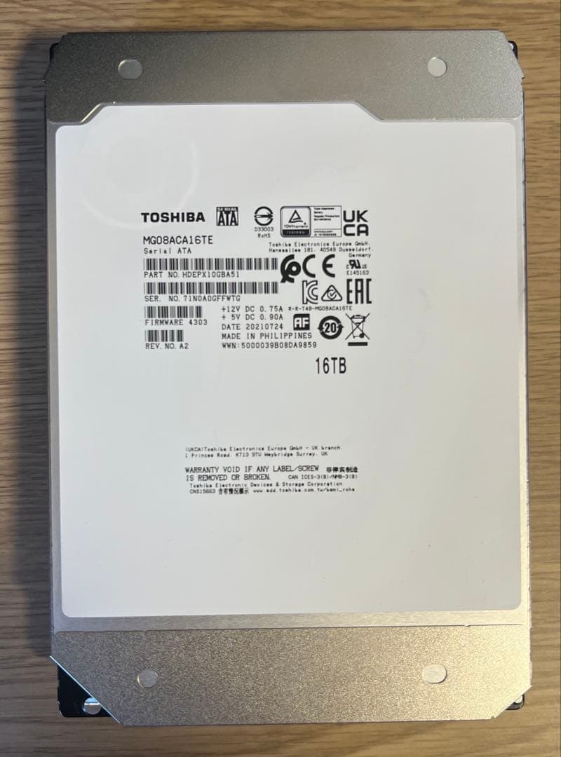 [0通電時間 2個セット 32TB] 大容量HDD 東芝 16TB