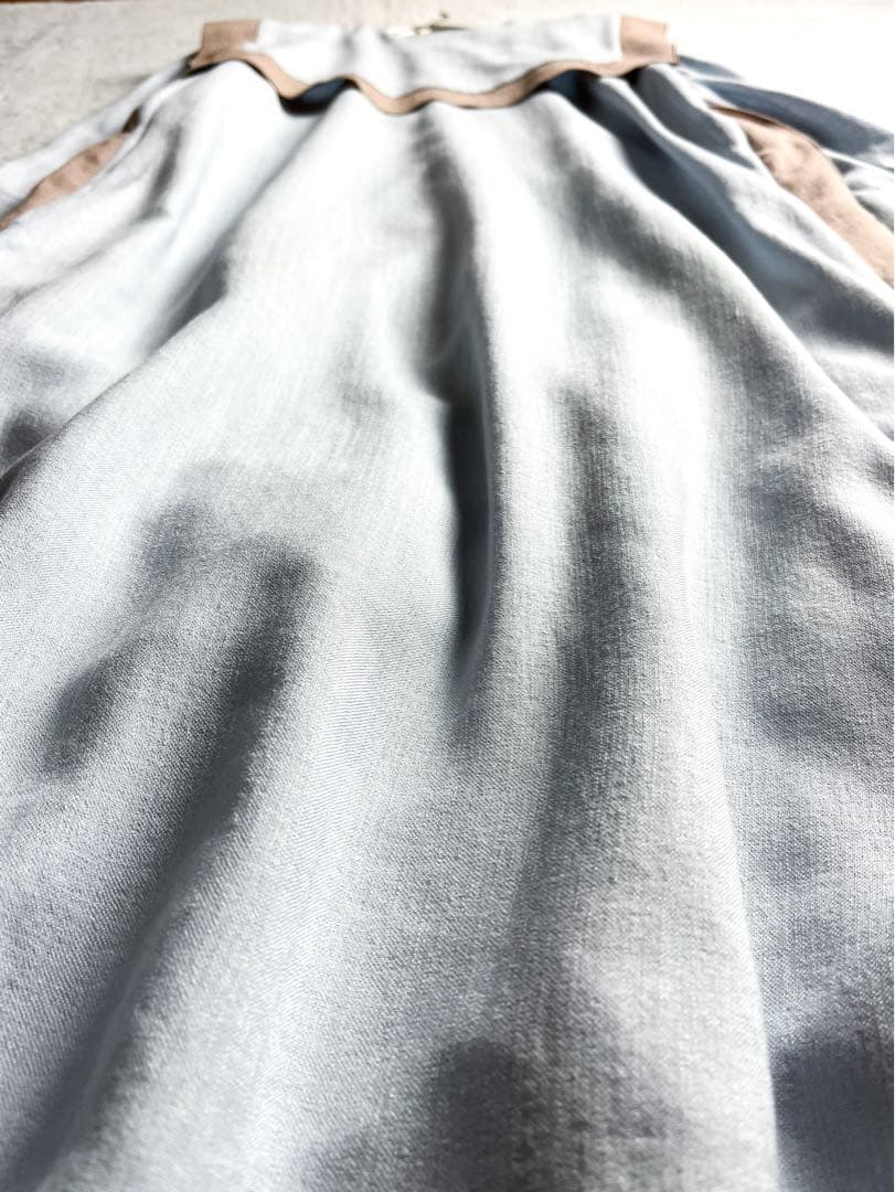 美品【ADORE】バイカラー ラインジョーゼットセーラーヨークワンピース 水色