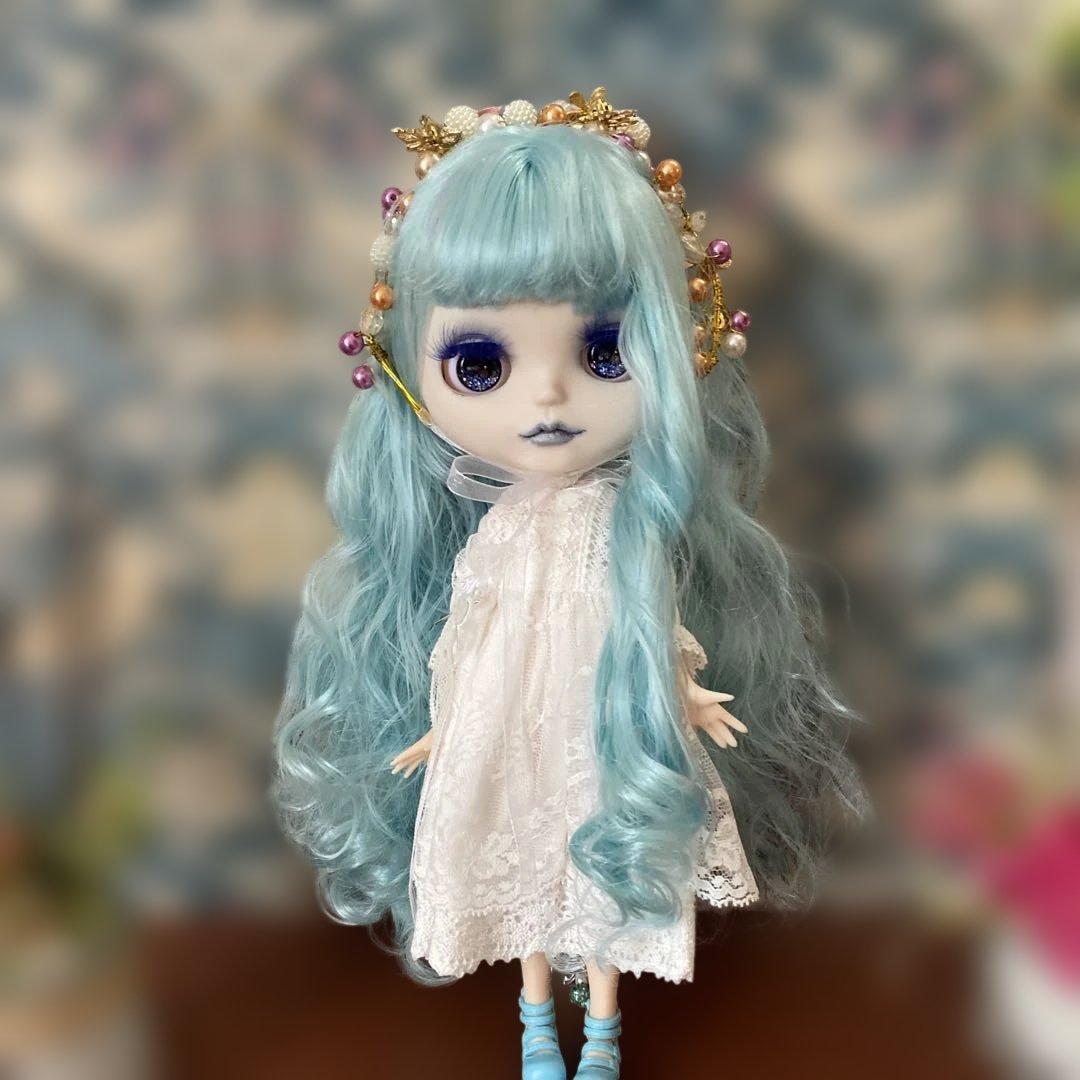 【専用商品です】カスタムドール『水の妖精』水色ロングウェーブヘア