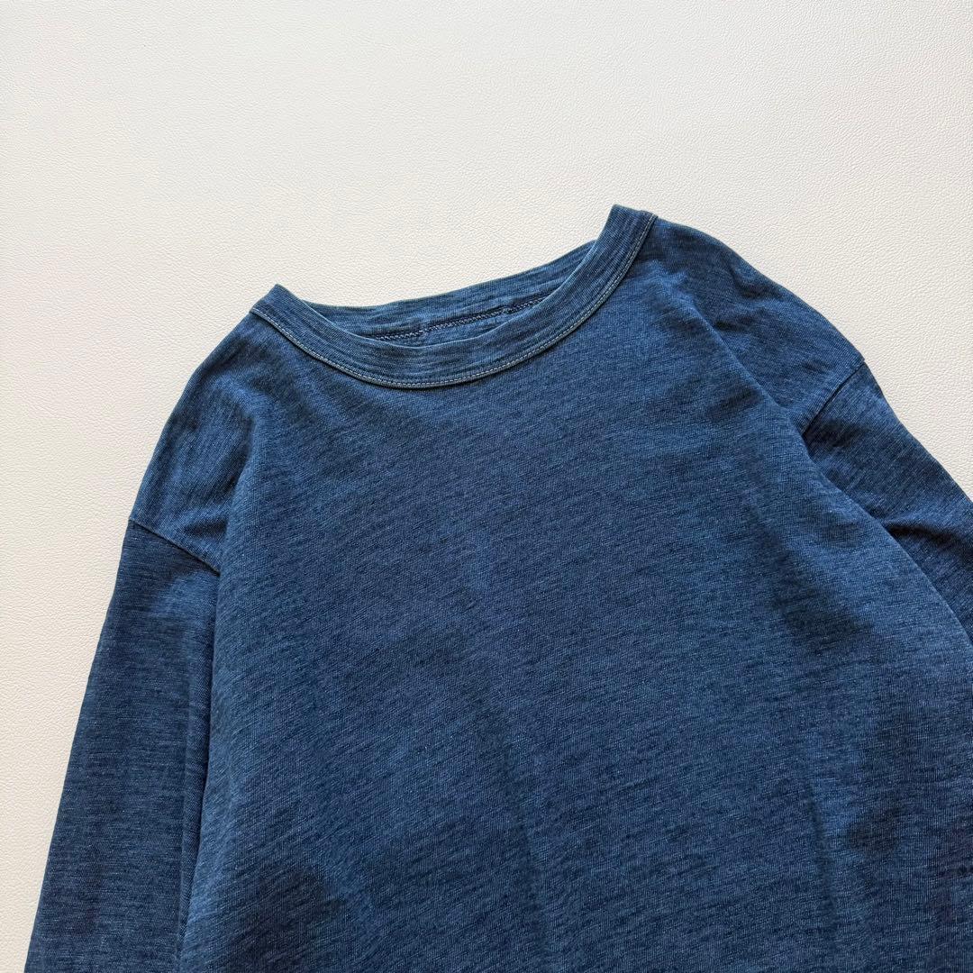 45R クルーネック　インディゴ　ロンT コットン天竺ロングスリーブ