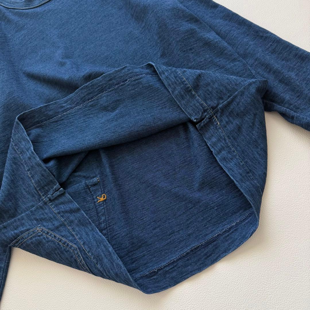 45R クルーネック　インディゴ　ロンT コットン天竺ロングスリーブ