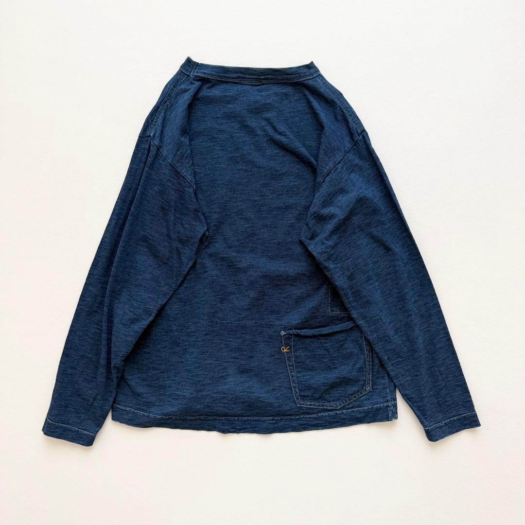 45R クルーネック　インディゴ　ロンT コットン天竺ロングスリーブ