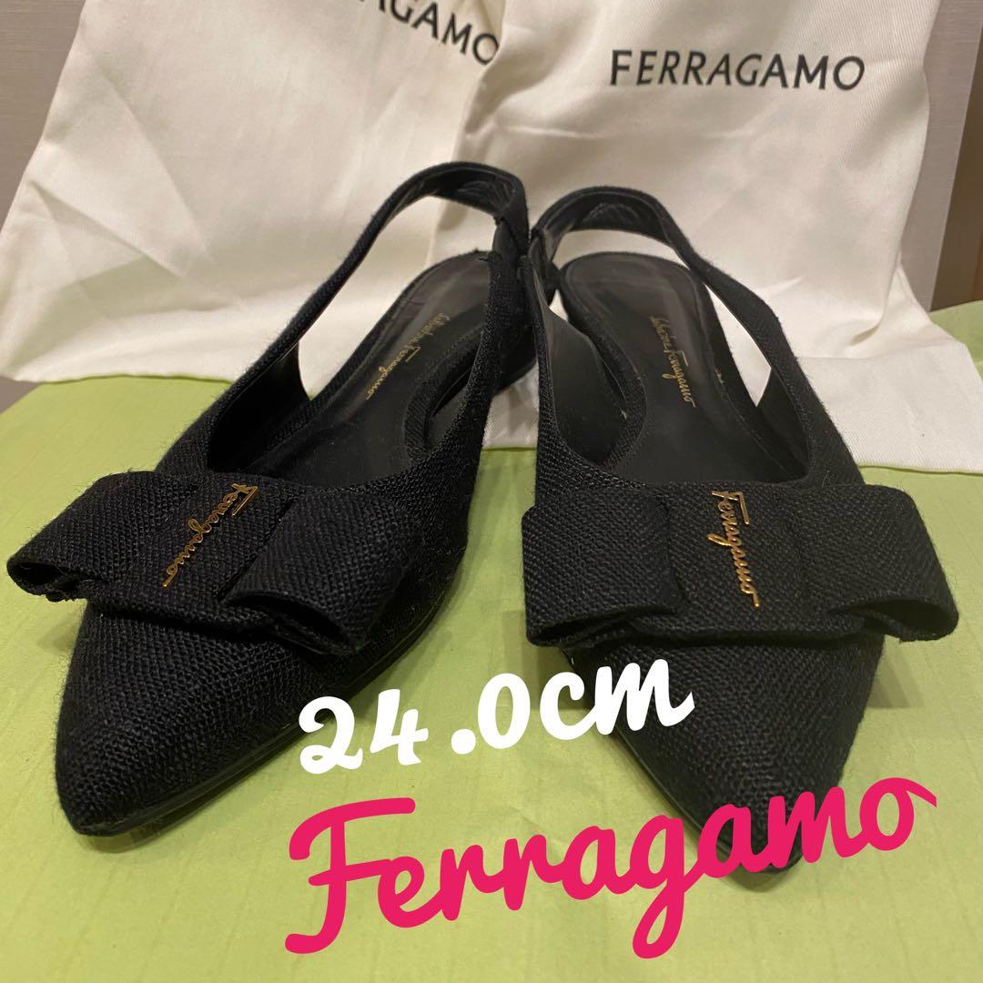 R*!様 【極美品】フェラガモFerragamo スリングバックシューズ 黒 2