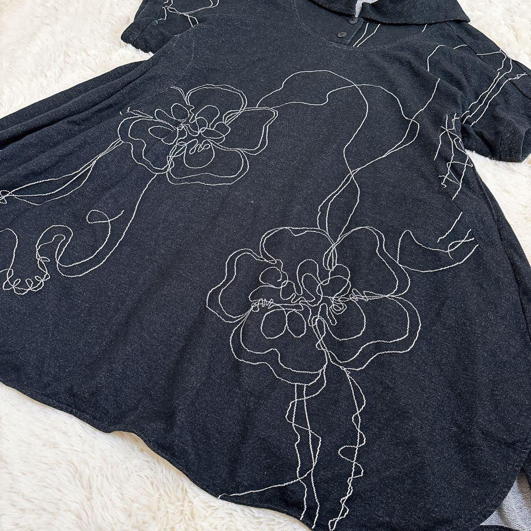 2024年モデル☆慈雨 糸あそび チュニック ワンピース 花 刺繍