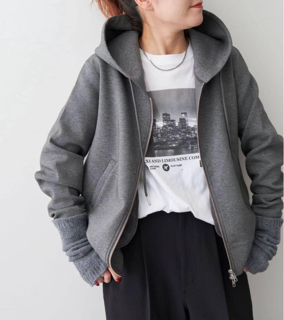 Spick and Span ストレッチジップフードパーカー＊グレー