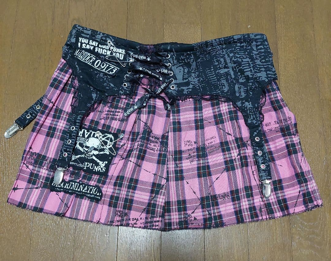 MADGirl ピンクチェックプリーツスカート