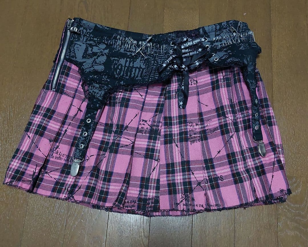 MADGirl ピンクチェックプリーツスカート