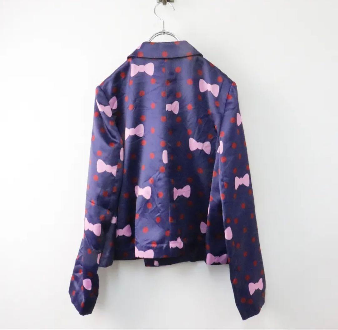 美品 AD2019 コムデギャルソンガール リボンドットプリントジャケット