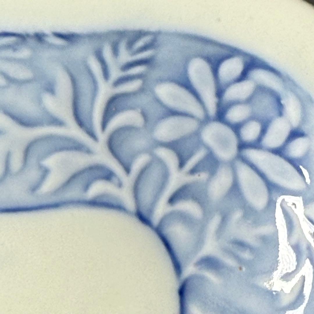 明治時代　有田焼　岩松平吾　色絵軍配形皿　五枚　角岩印　陽刻　珍品　残り僅か