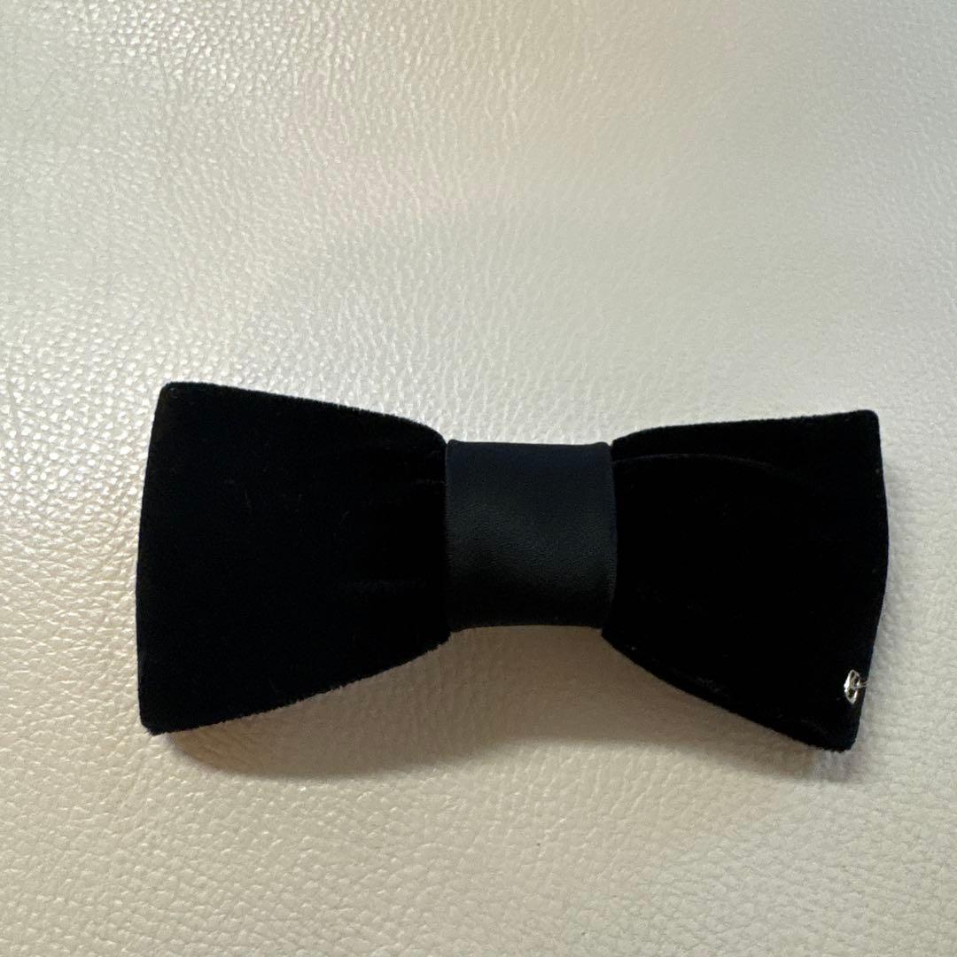 ALEXANDRE ブラック ベルベット リボンバレッタ
