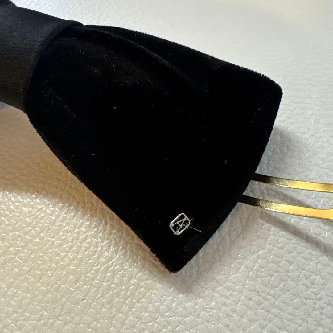 ALEXANDRE ブラック ベルベット リボンバレッタ