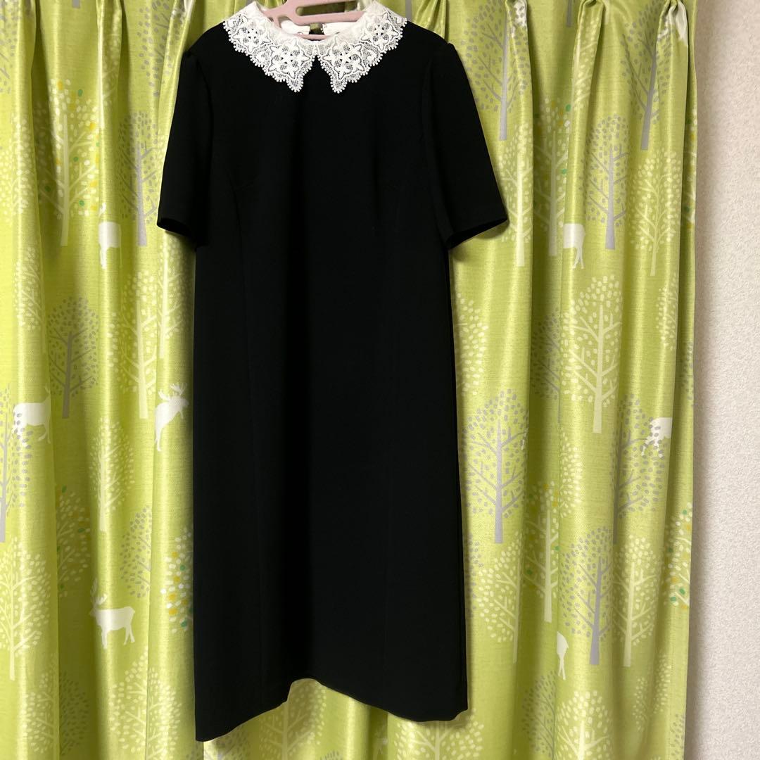 ANAYI 襟レース膝丈ワンピース