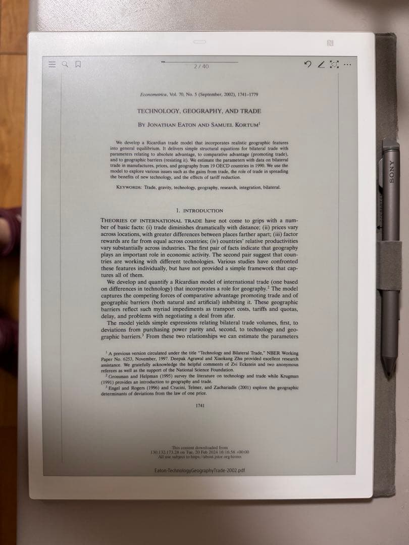 SONY デジタルペーパー　DPT-RP1