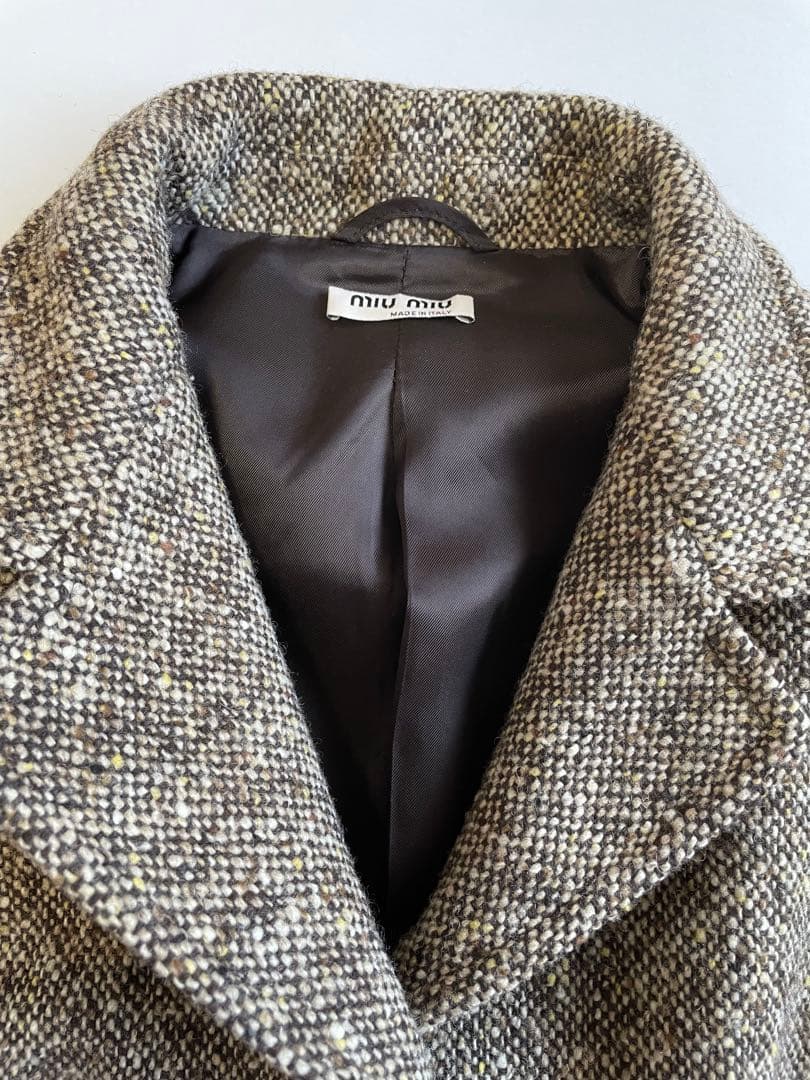 美品 miumiuミュウミュウ テーラードジャケット ツイード ブラウン系