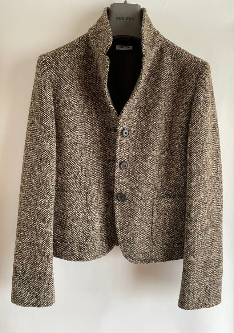美品 miumiuミュウミュウ テーラードジャケット ツイード ブラウン系