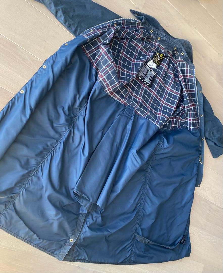 【状態良好】90s Barbour Burghley バーレイ ネイビー c40