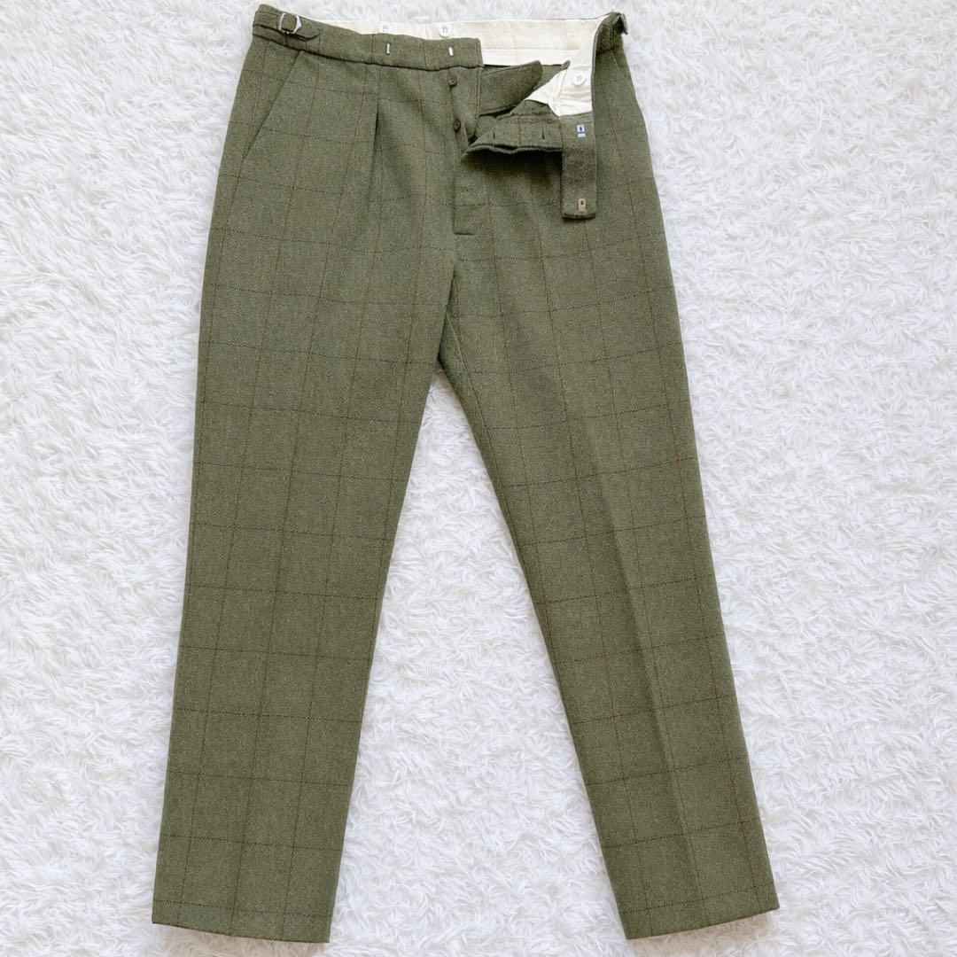 美品 CORDINGS 英国製 アジャスター付 パンツ 36 グリーン チェック
