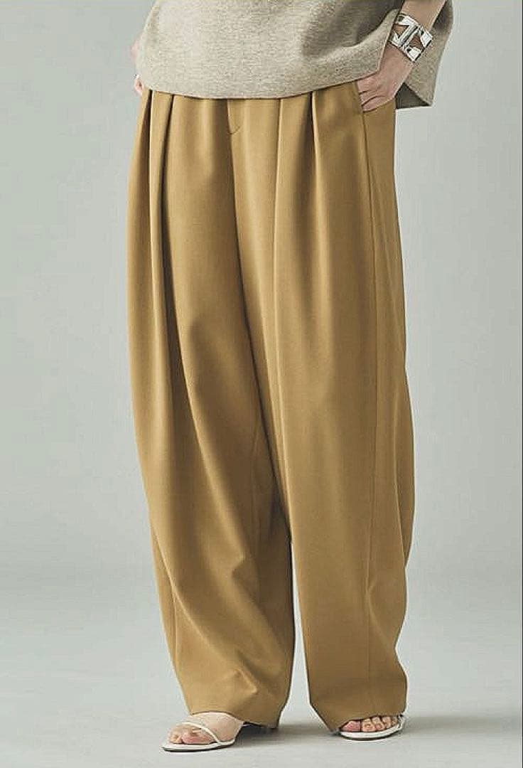 Curensology カレンソロジー ダブルクロスツータックパンツ キャメル