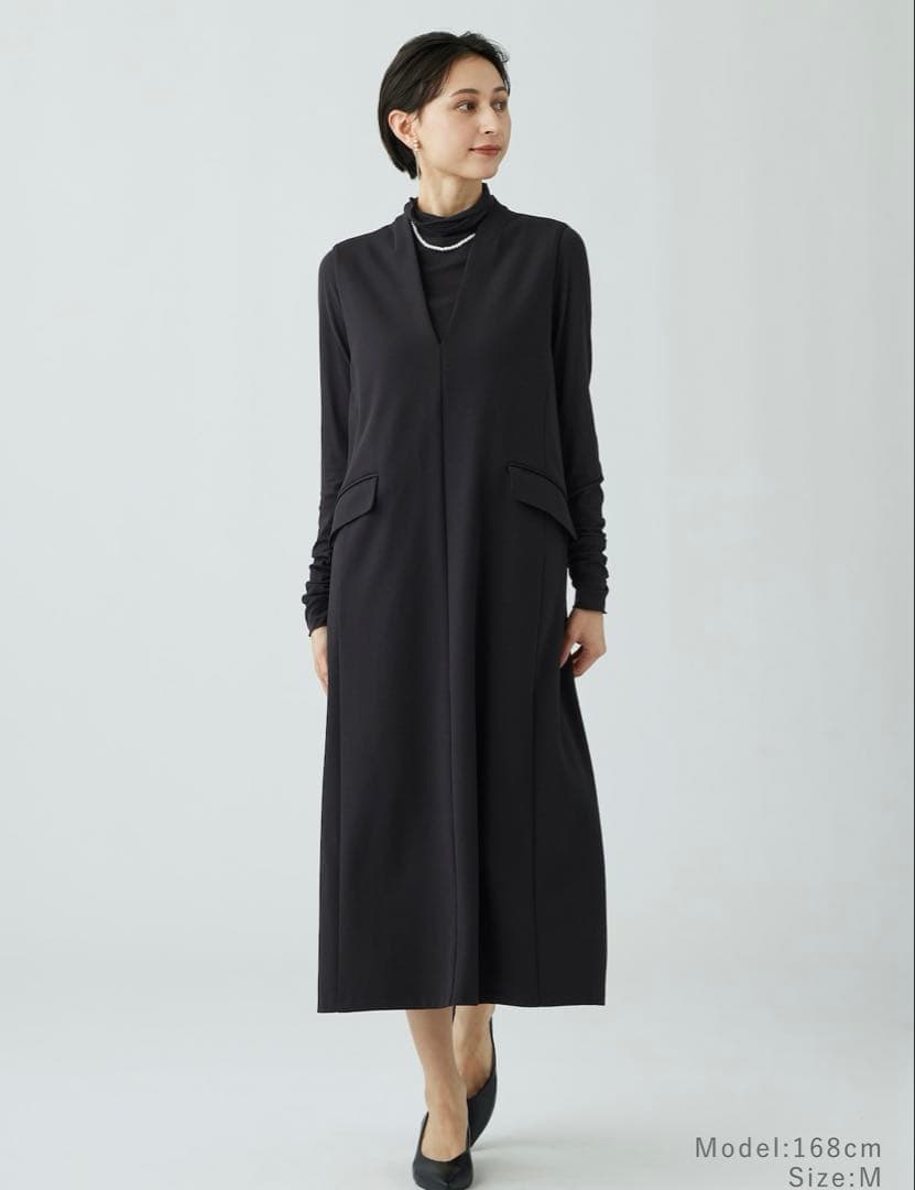 PLST ジョーゼットジャージージャンパーワンピース