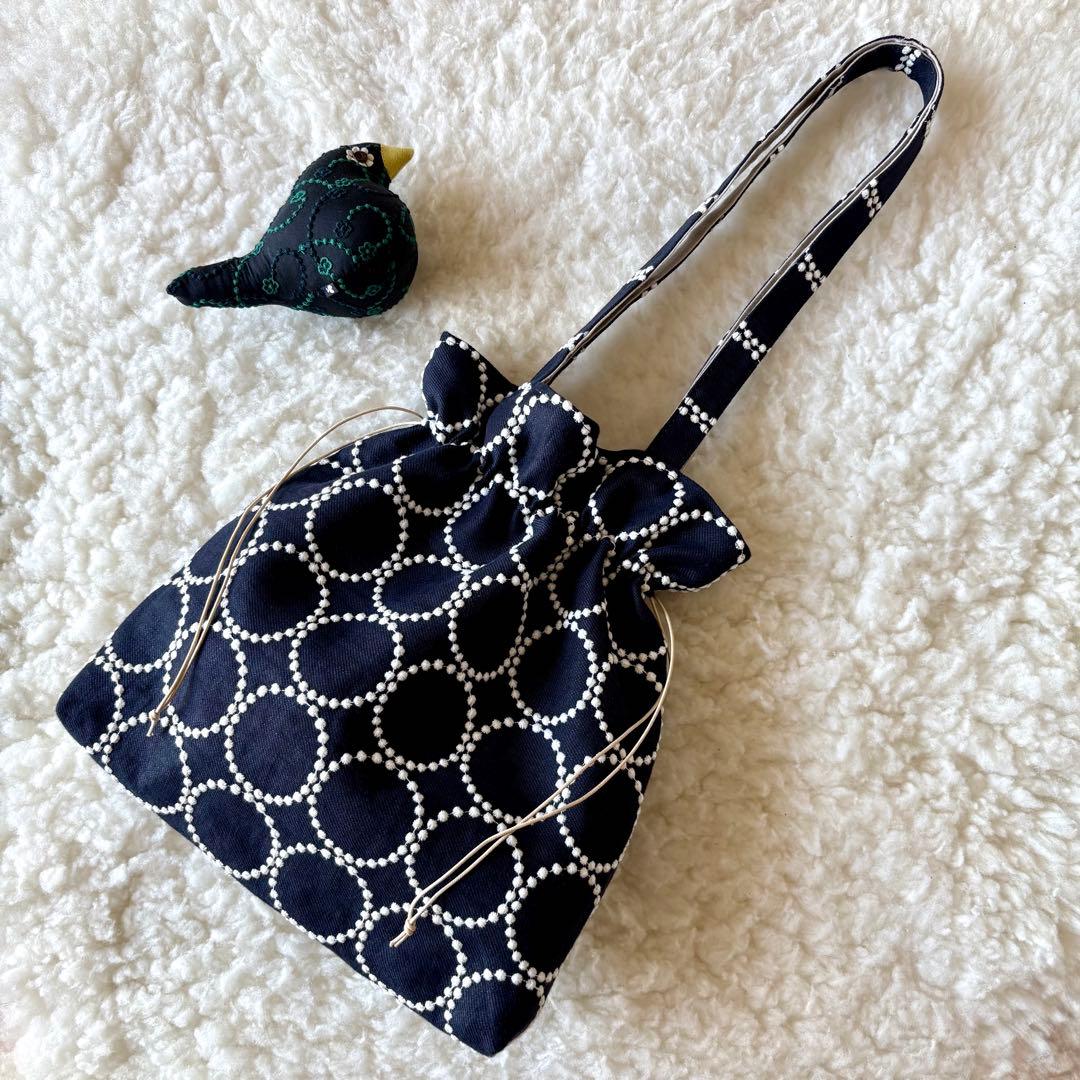 ミナペルホネン生地使用 ✳︎ tambourine 巾着バッグ