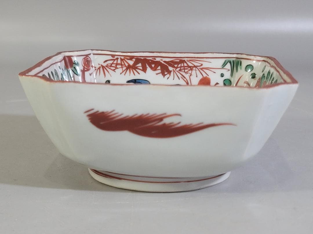 呉須赤絵 花鳥 魁 四方向付 五客 時代物 DT356