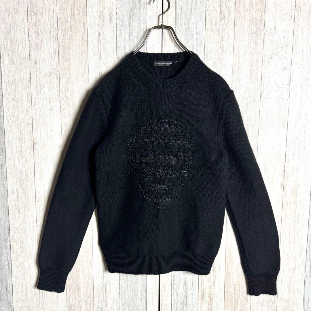 3323【希少】 アレキサンダーマックイーン カシミヤ混 スカルロゴ ニット