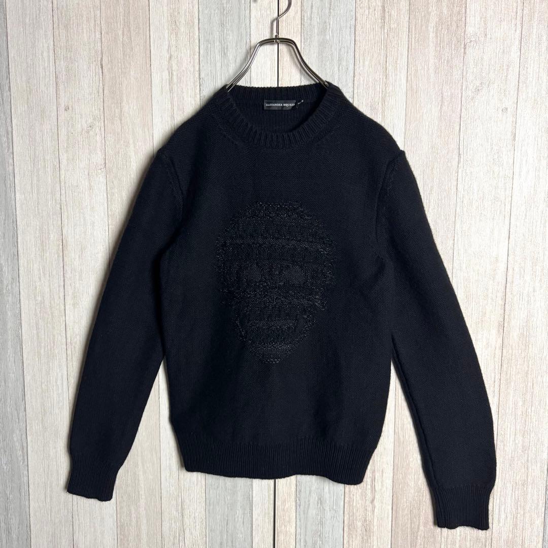 3323【希少】 アレキサンダーマックイーン カシミヤ混 スカルロゴ ニット