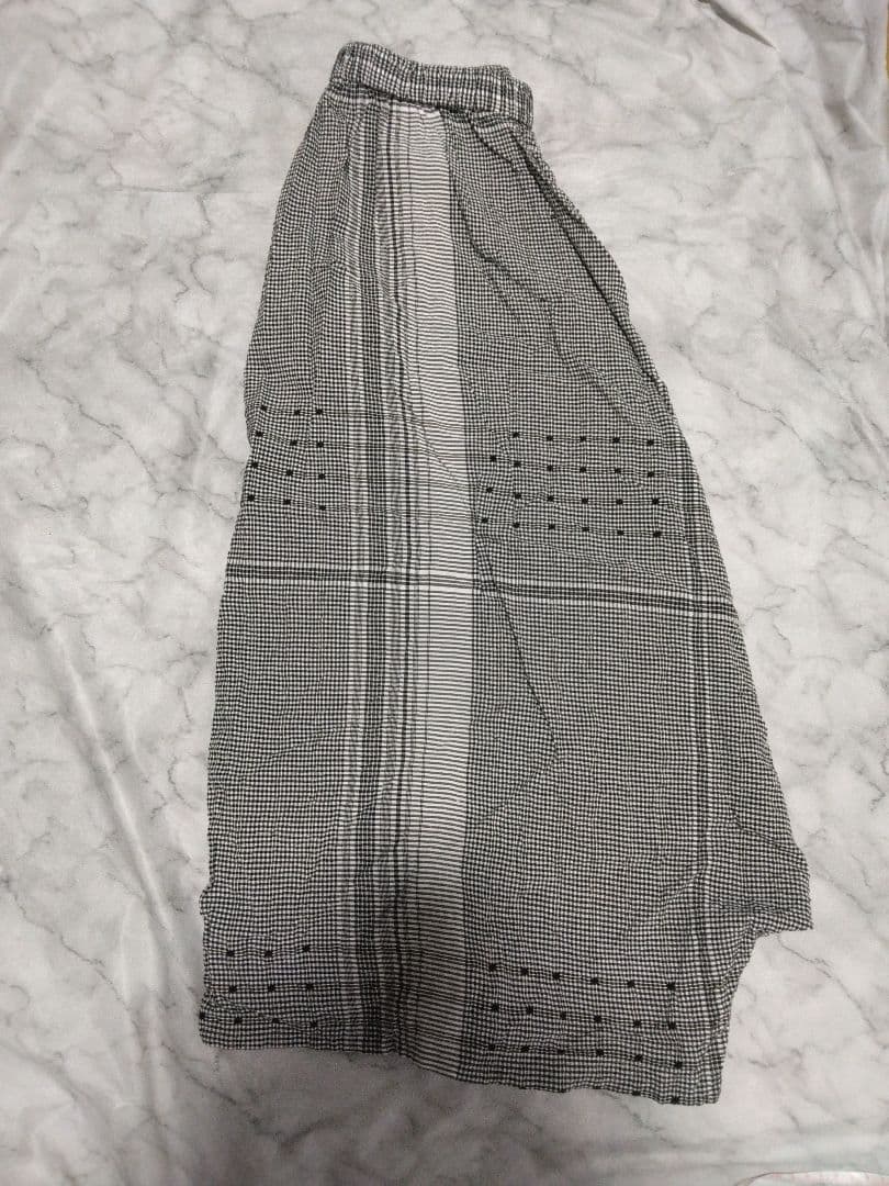 センソユニコ　慈雨　サルエルパンツ ブラック・ホワイト チェック柄