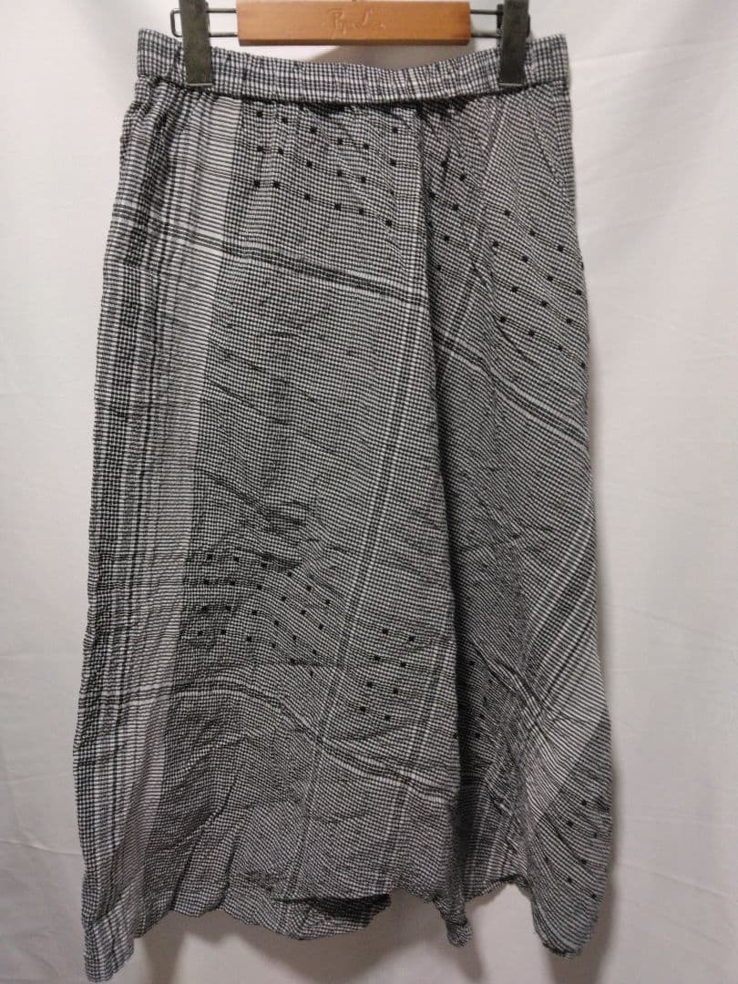 センソユニコ　慈雨　サルエルパンツ ブラック・ホワイト チェック柄