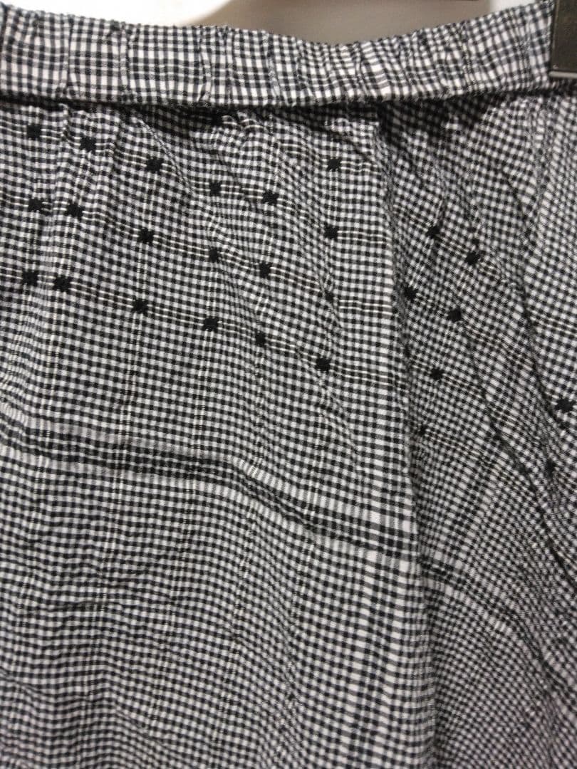 センソユニコ　慈雨　サルエルパンツ ブラック・ホワイト チェック柄