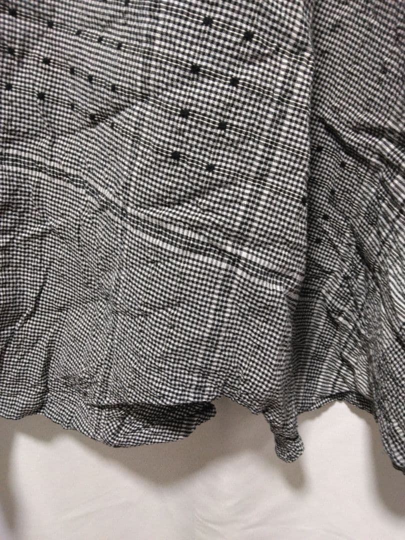 センソユニコ　慈雨　サルエルパンツ ブラック・ホワイト チェック柄